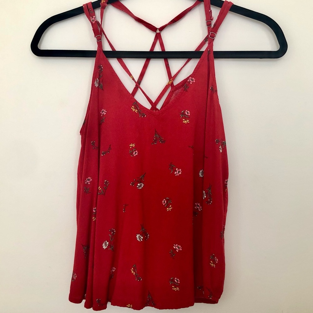 Hollister Floral Red Cami Tank Top